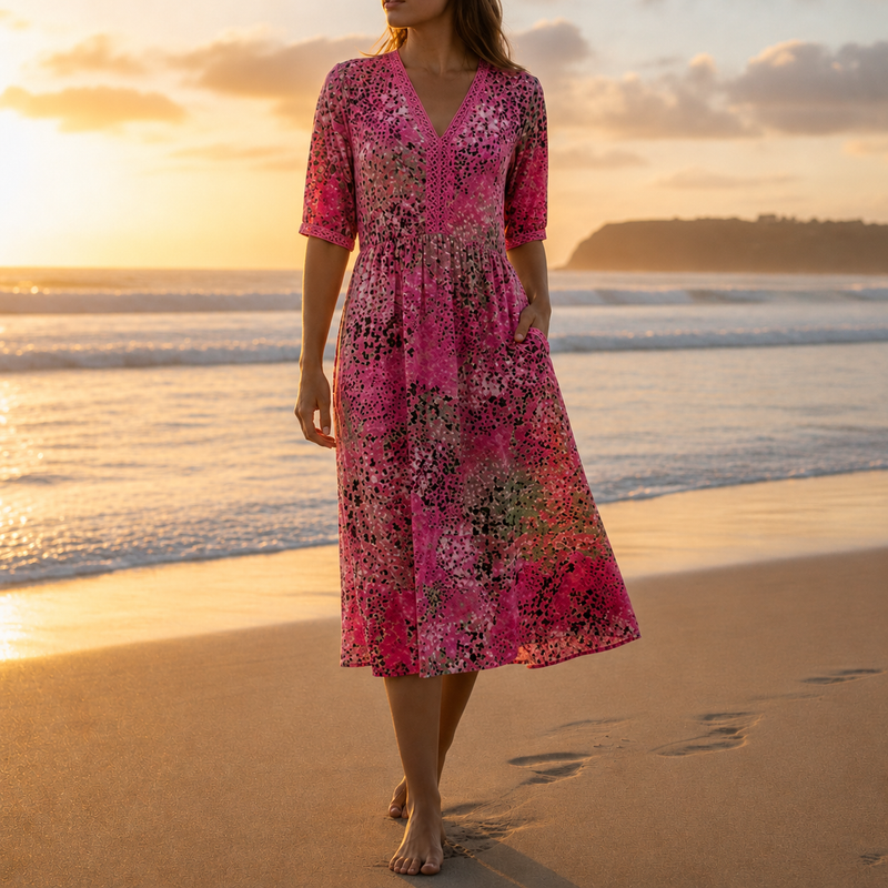 Arles Floral Print Midi Dress