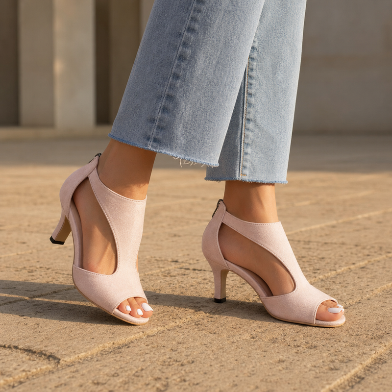 Portofino Orthopedic Cutout Block Heel Sandals in Pink