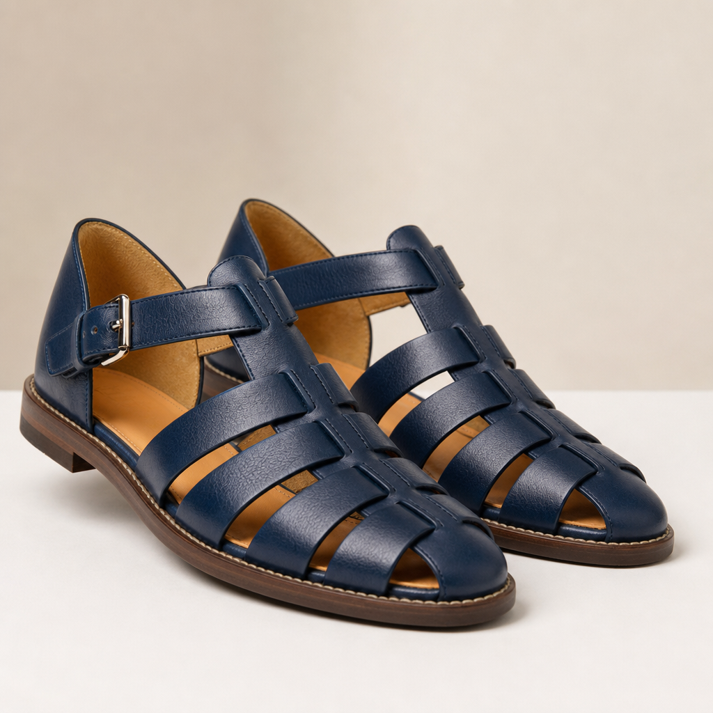 Pylos Leather Fisherman Sandals in Blue