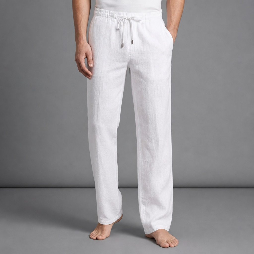 Rab Linen Drawstring Trousers in White