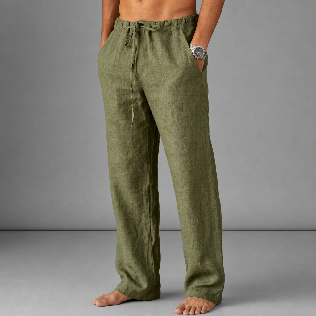 Rab Linen Drawstring Trousers in Green