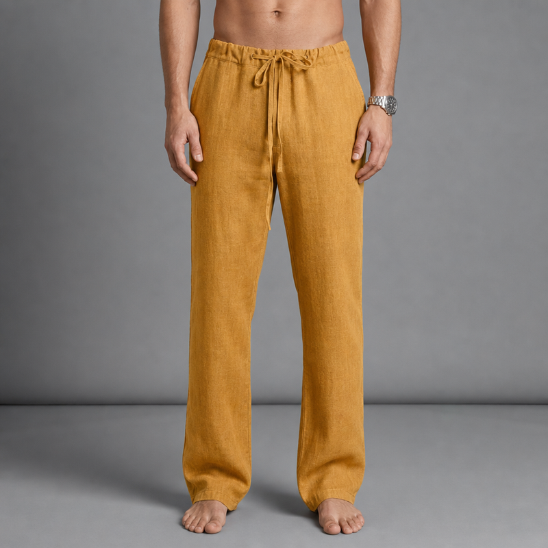 Rab Linen Drawstring Trousers in Gold