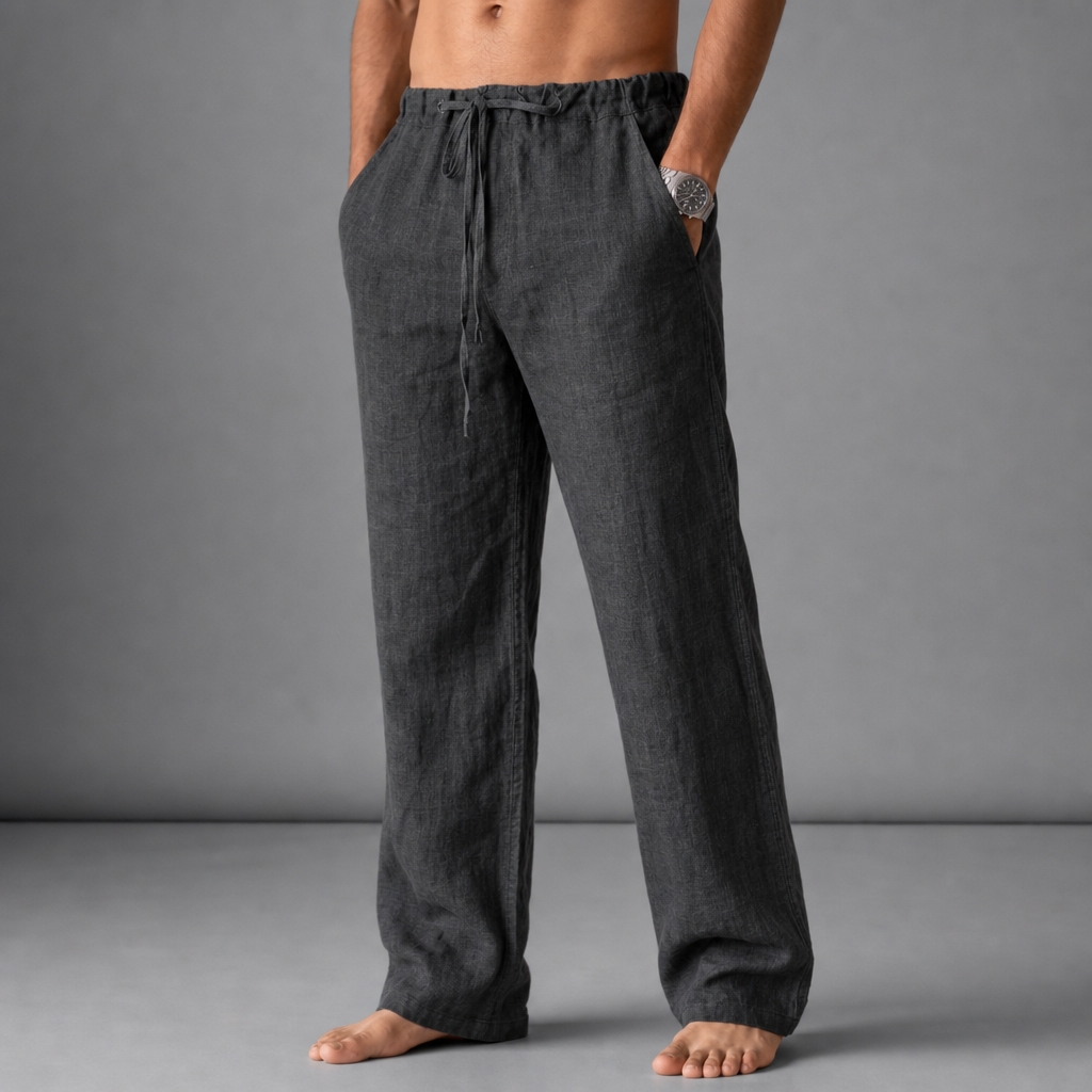 Rab Linen Drawstring Trousers in Dark Gray