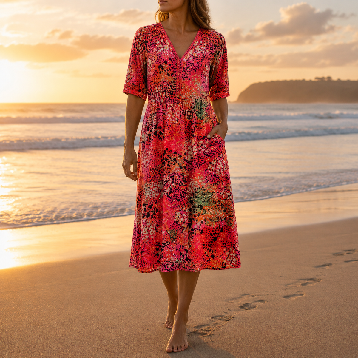 Arles Floral Print Midi Dress
