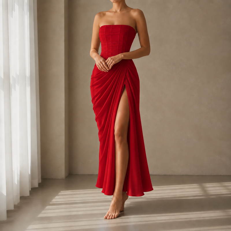 Viana Draped Corset Maxi Dress