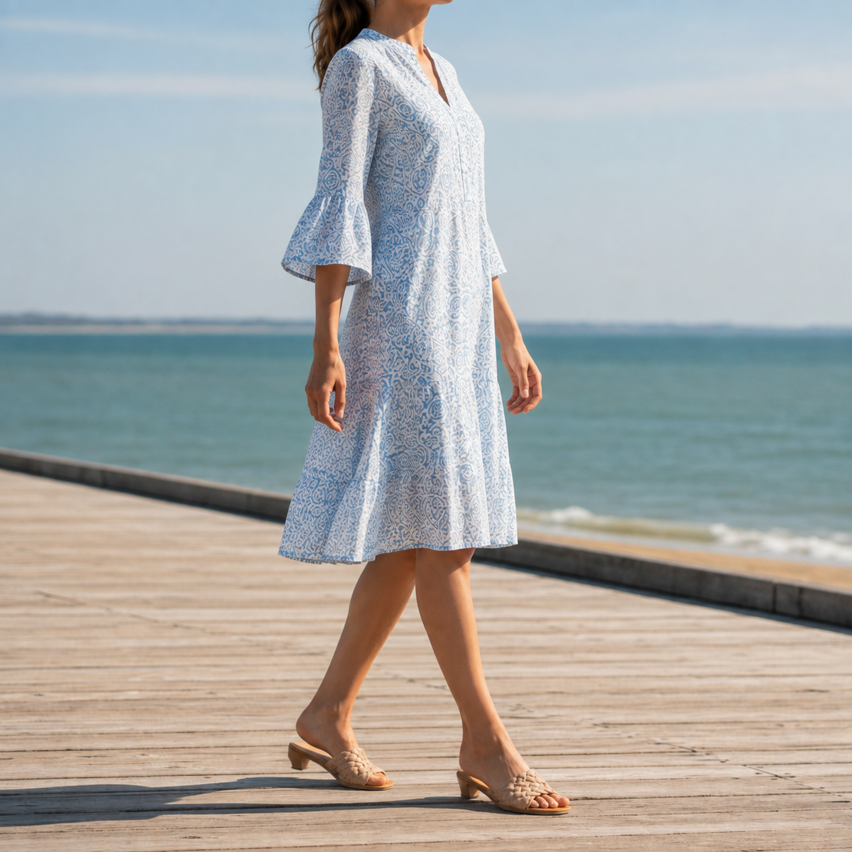 Sete Paisley Print Bell-Sleeve Dress
