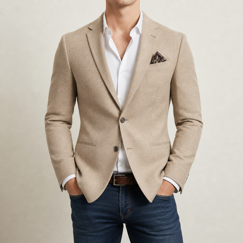Sesimbra Slim-Fit Woven Blazer in Beige