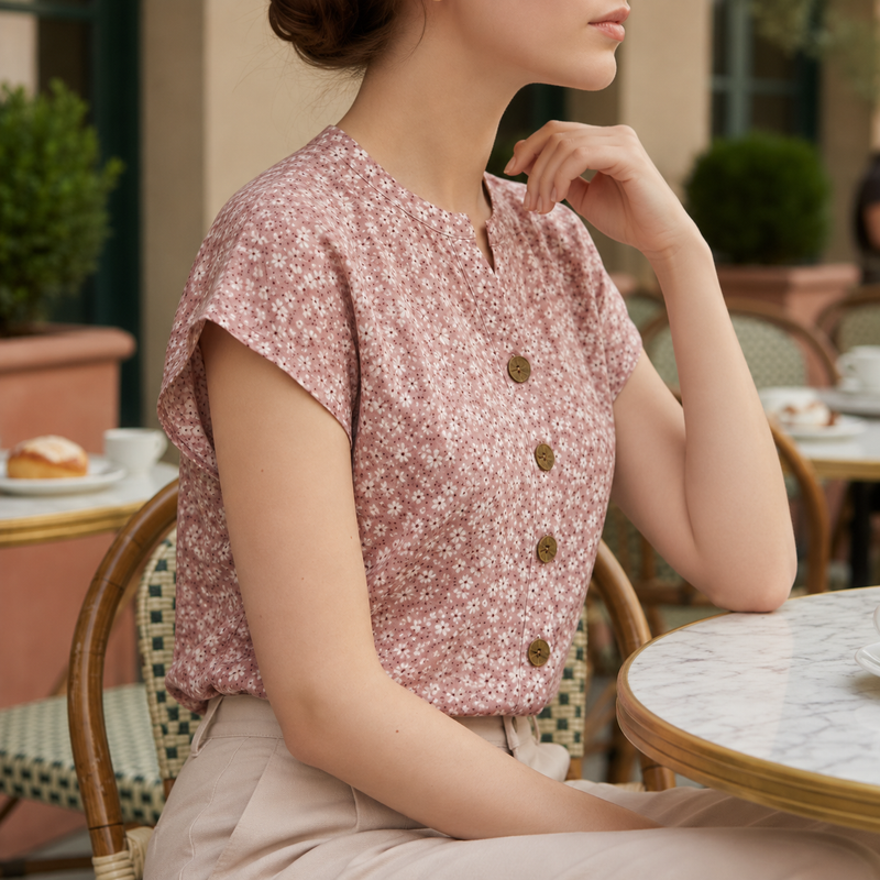 Folegandros Floral Button Blouse