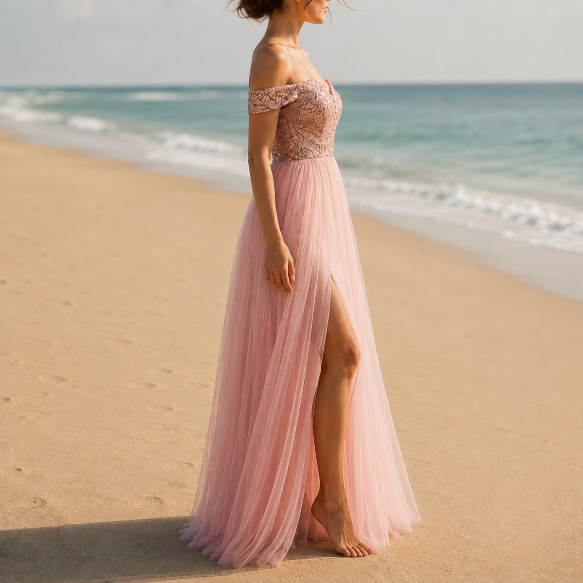Tossa Sequin Tulle Maxi Dress