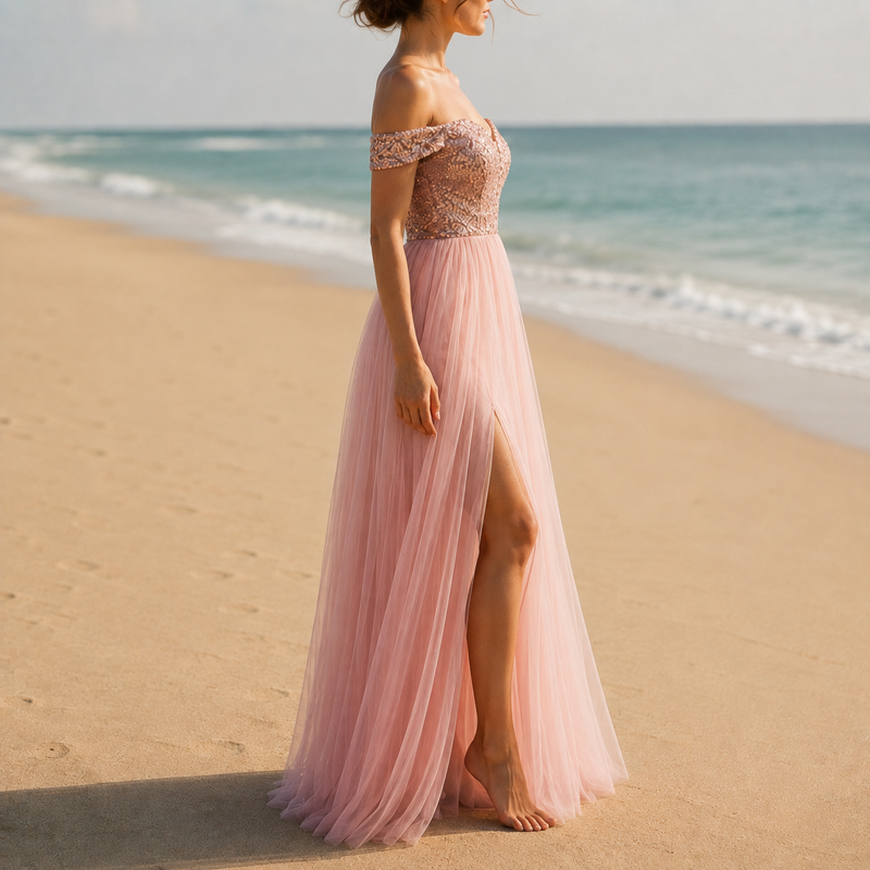 Tossa Sequin Tulle Maxi Dress