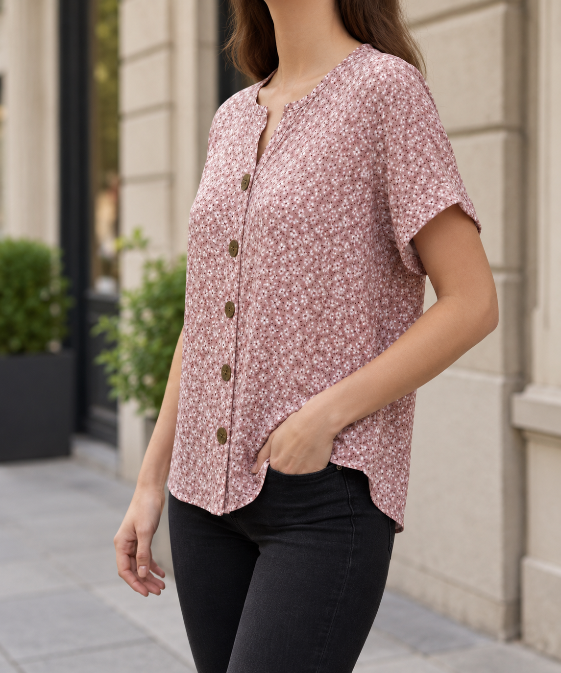 Lourmarin Floral Button Blouse