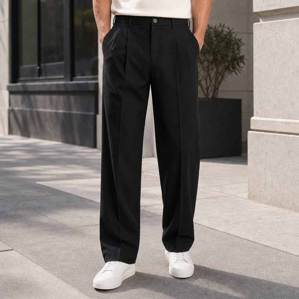 Silves Pleated Tailored Trousers in Black