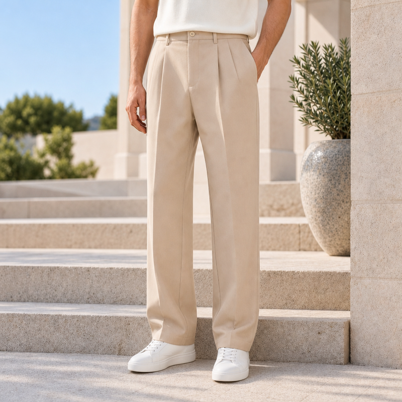 Silves Pleated Tailored Trousers in Cream