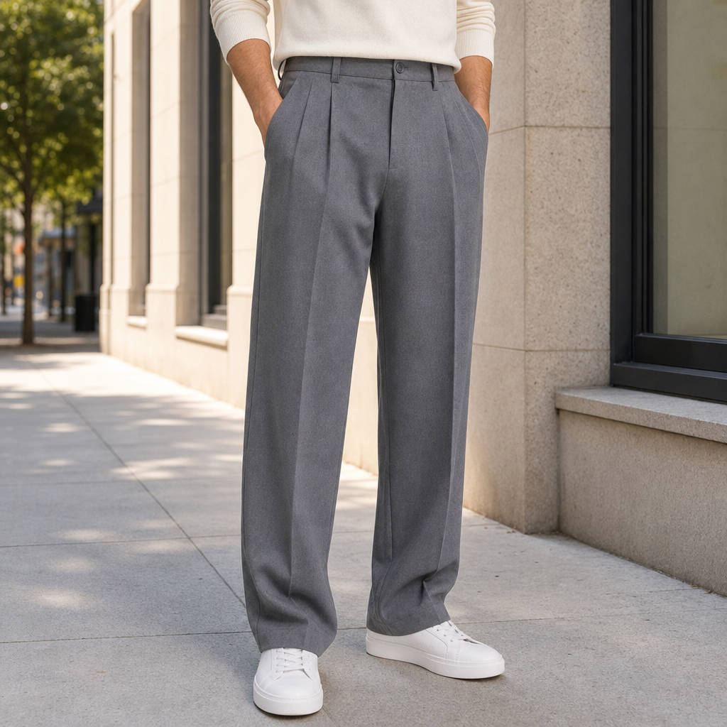 Silves Pleated Tailored Trousers in Gray
