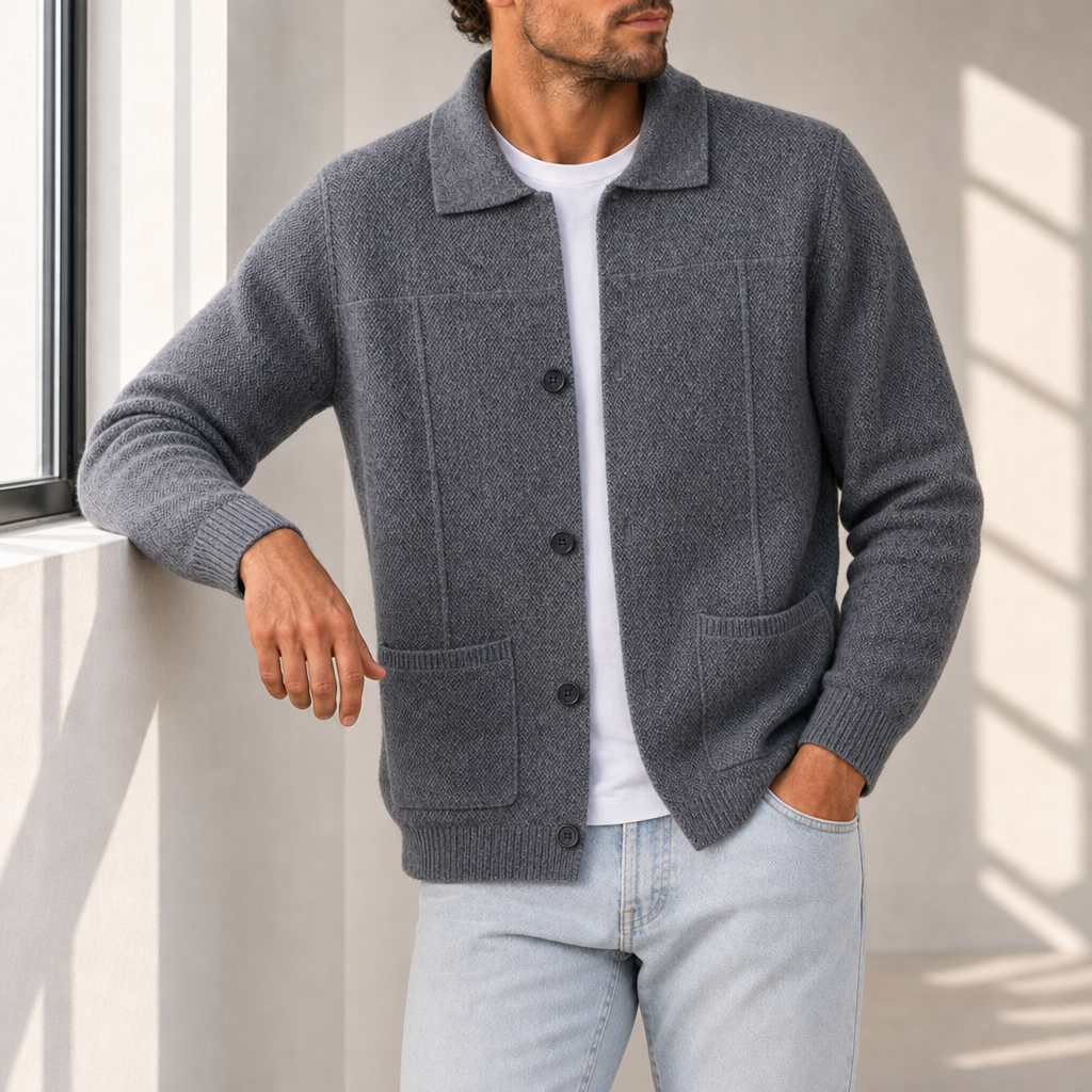 Sliema Cashmere Knit Cardigan in Gray