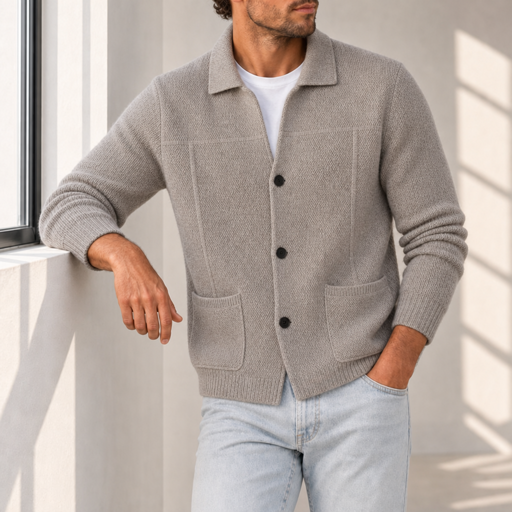 Sliema Cashmere Knit Cardigan in Beige