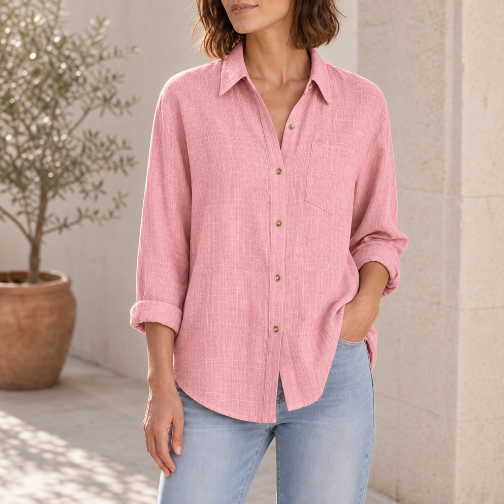 Spetses Relaxed Linen Shirt in Pink