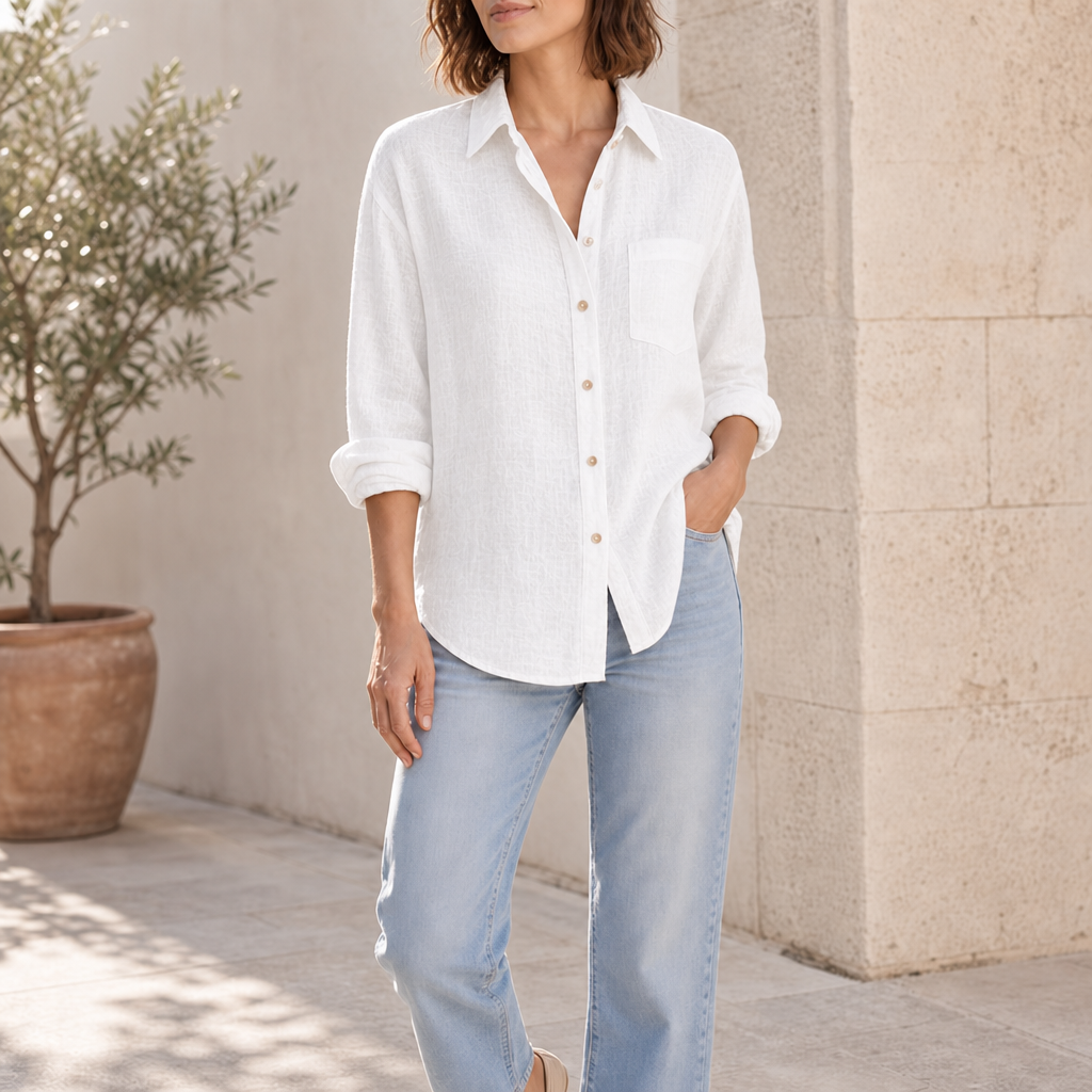 Spetses Relaxed Linen Shirt in White