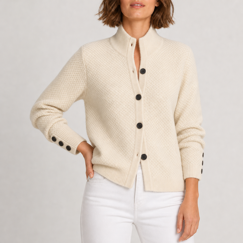 Tivoli Ribbed Knit Cardigan in Off White