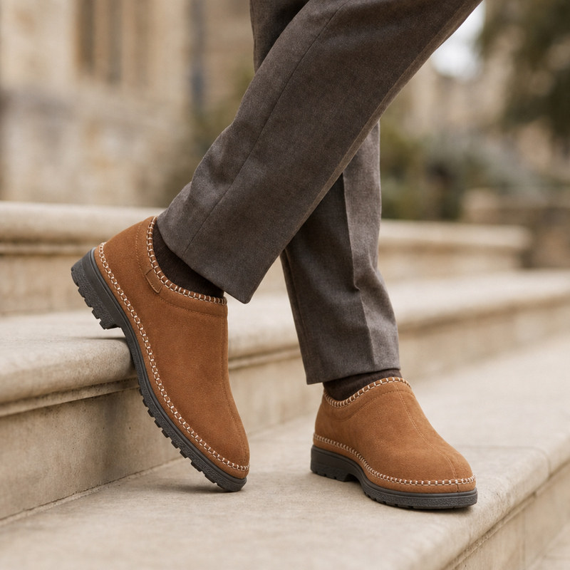 Toledo Fleece Lined Moccasin Slippers in Brown