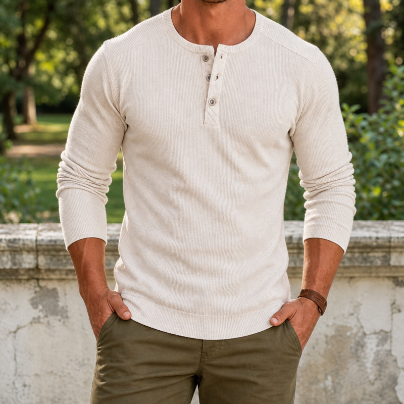 Tossa Ribbed Henley Sweater in White
