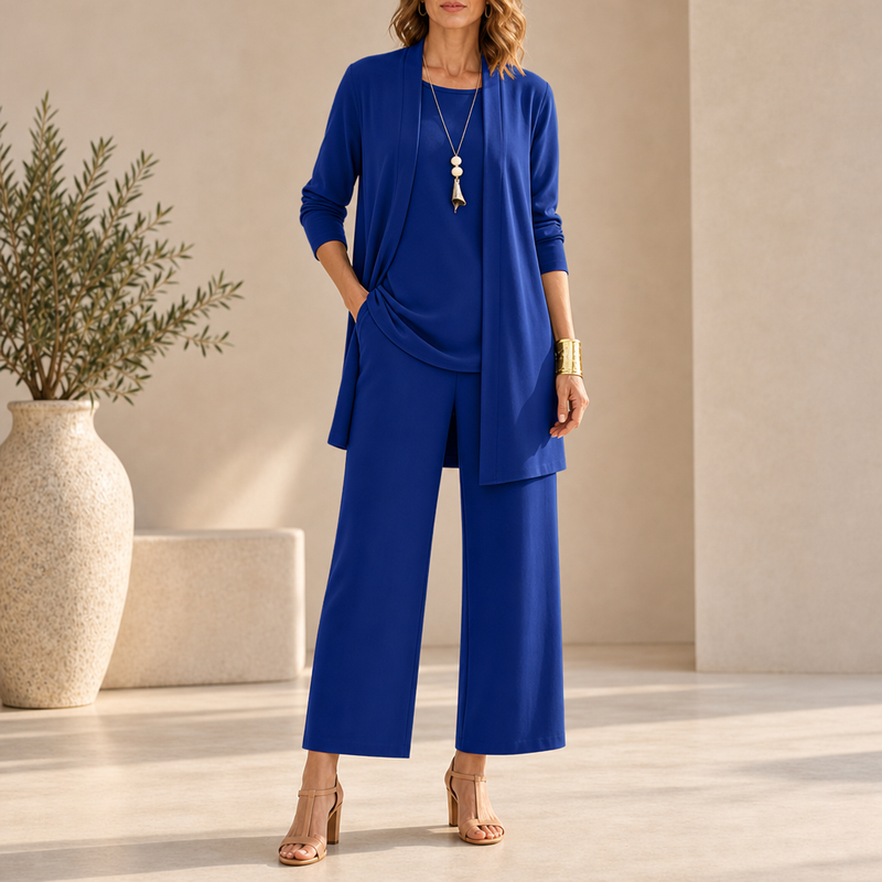 Tropea Wide Leg Three-Piece Set in Blue