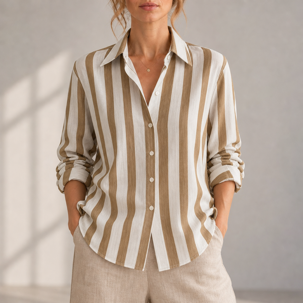 Ubeda Loose Striped Blouse in Brown