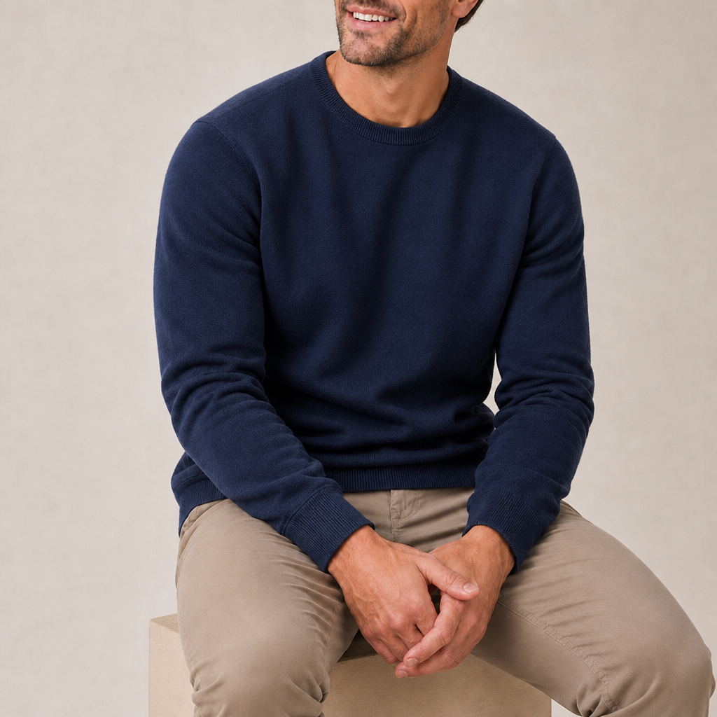 Verona Cashmere Blend Sweater in Navy