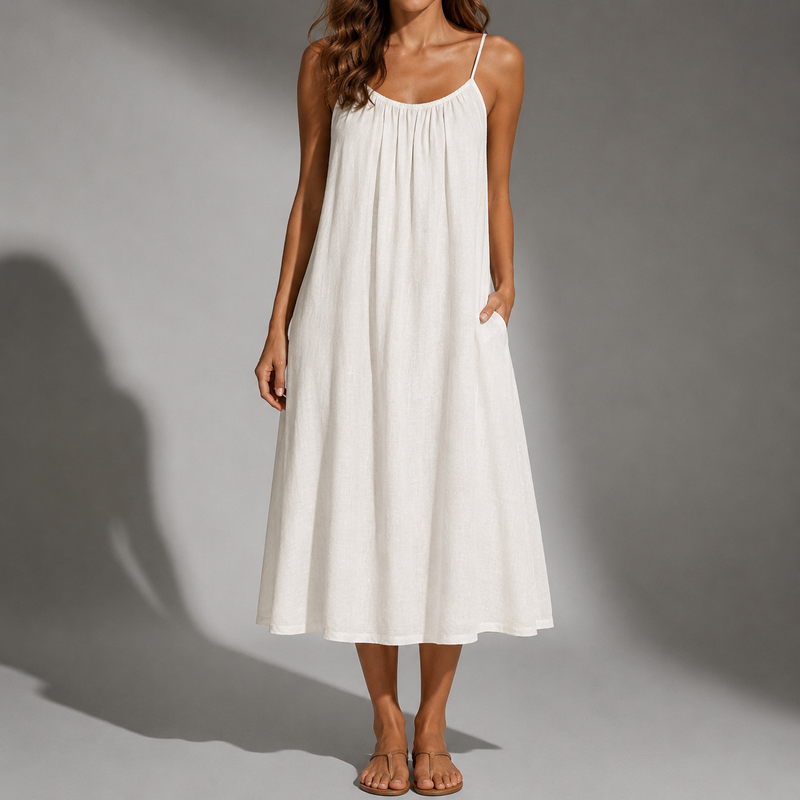 Menerbes Open Back Linen Maxi Dress